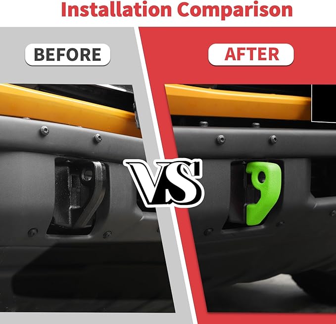 Jimen Fit for Ford Bronco 2021-2024, 2PCS Front Bumper Tow Hook Covers Protector Exterior Accessories (Green)