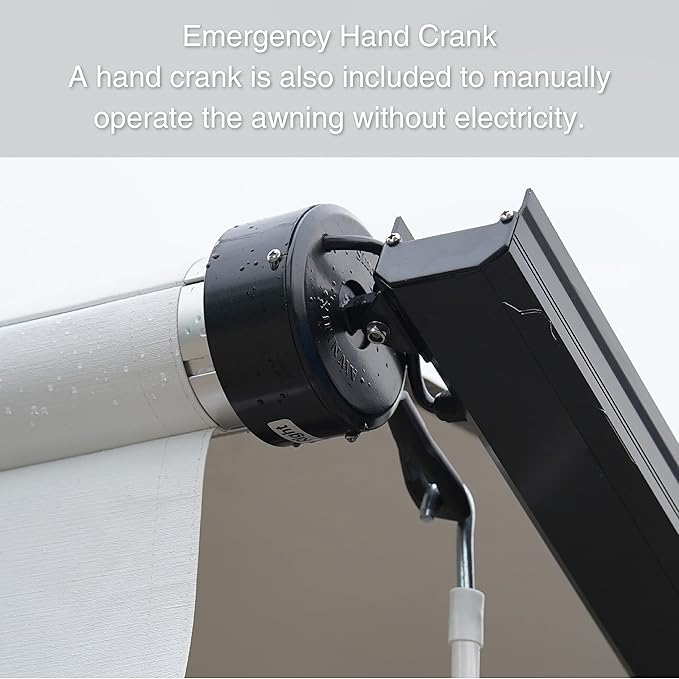 Awnlux Black Motorized Modular Retractable RV Awning Full Set Assemblies for RV, 5th Wheel, Travel Trailers, Toy Haulers, and Motorhome - RV Trailer Awning for Home or Camper - 12x8 Ft - Ocean Blue