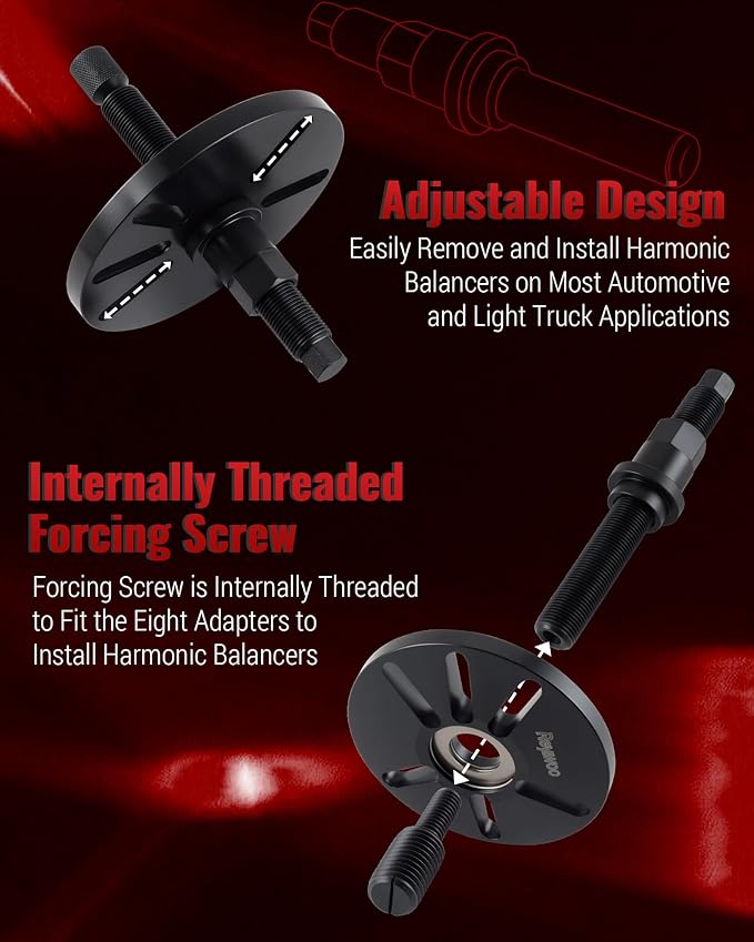 Harmonic Balancer Puller and Installer Tool Set, Works as Flywheel Puller, Steering Wheel Puller, and Crankshaft Pulley Puller