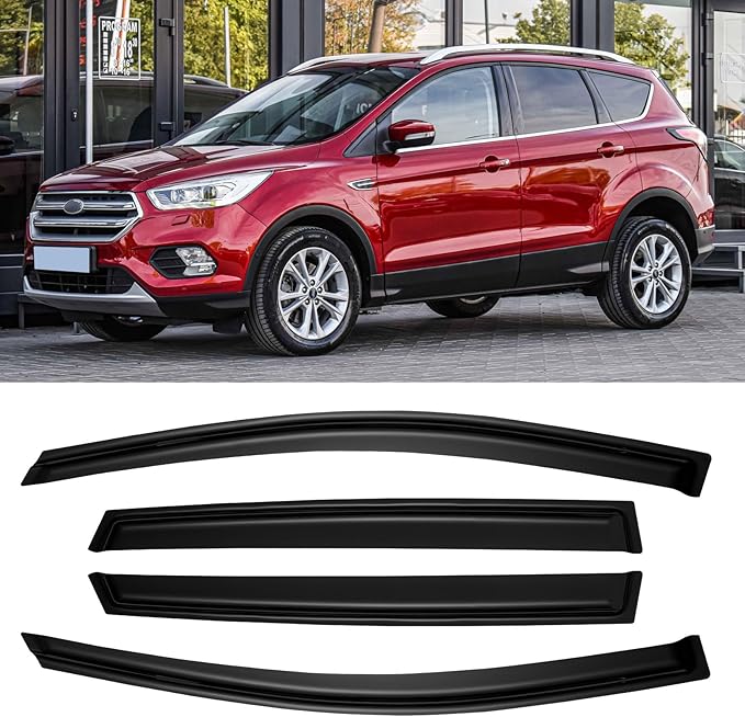 Window Rain Guards for 2013-2019 Ford Escape, Window Visor Guard Vent Wind Shade Deflector Rain Shield Protector Sun Visor for 13-19 Escape 2014 2015 2016 2017 2018, Outside-Mount, 4 Pieces