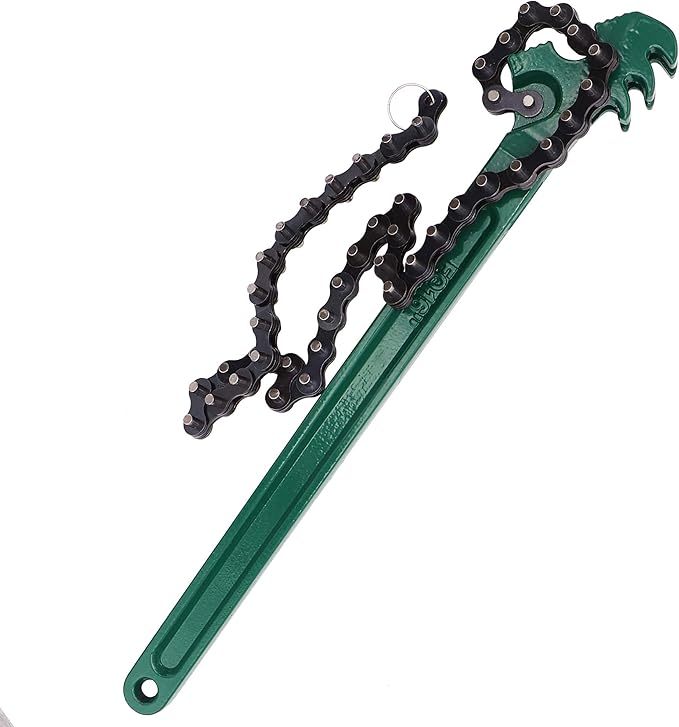 12 inch Heavy-Duty Adjustable Ratcheting Chain Wrench Adjustable Oil Filter Pipe Wrench Chain Style Multi-Purpose Remover Tool