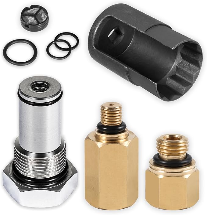 Bonbo 6.0 IPR Valve Socket & Oil Rail Adapters Kit & 6.0 High Pressure Oil Pump IPR Valve Air Test Fitting Tool with Seal Kit, Fits for Ford 6.0L Powerstroke Diesel Engine (8 Pack)