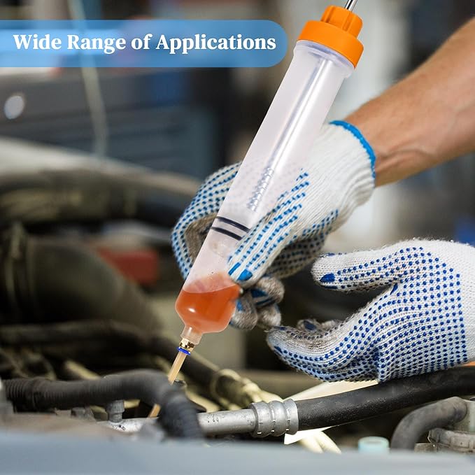 Gisafai 200cc Fluid Extractor Automotive Pump Manual Oil Extractor Pump Syringe for Gasoline Hand Cleaner for Power Steering, Hydraulic Fluid(Orange)