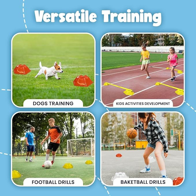 GSi Hurdle Training Cones | Multi Pack Sets | Dual Purpose Agility Cones with Holes | Ideal for Soccer, Kids, Dog, and Sports Training