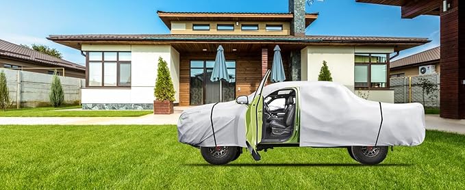 Car Cover Custom Fit for Toyota Tacoma 2005-2023,6 Layers Truck Cover Waterproof All Weather for Automobiles,Outdoor Full Exterior Cover,Rain, Sun, Wind Protection,Silver