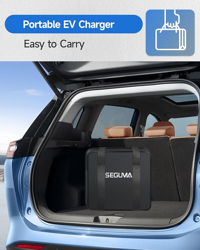 Level 2 EV Charger(32A, 240V, NEMA 14-50 Plug), Portable Electric Car Charger with 25ft Extension Cable, Adjustable Current, Home Outdoor Level 2 Mobile Electric Vehicle Charging Station