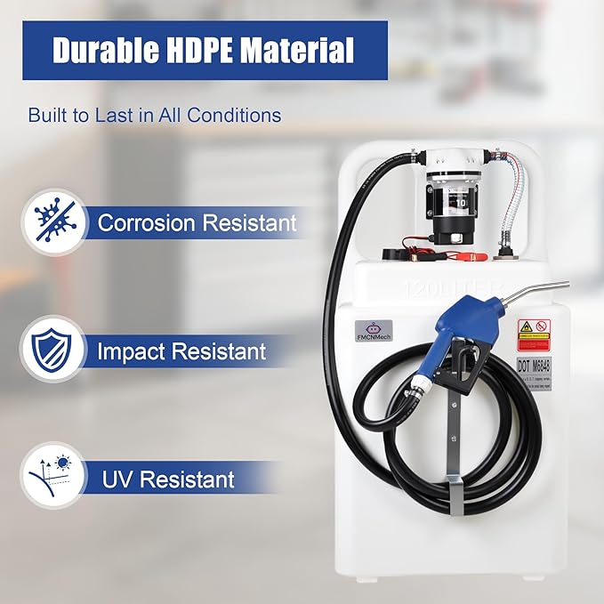 32 Gallon Portable DEF Transfer Tank with Dual-Wheel Design,12V Electric Pump, 10 GPM Flow Rate, Auto Shut-off Stainless Steel Nozzle,HDPE DEF Tank for Trucks, Farm Tractors & Fleets