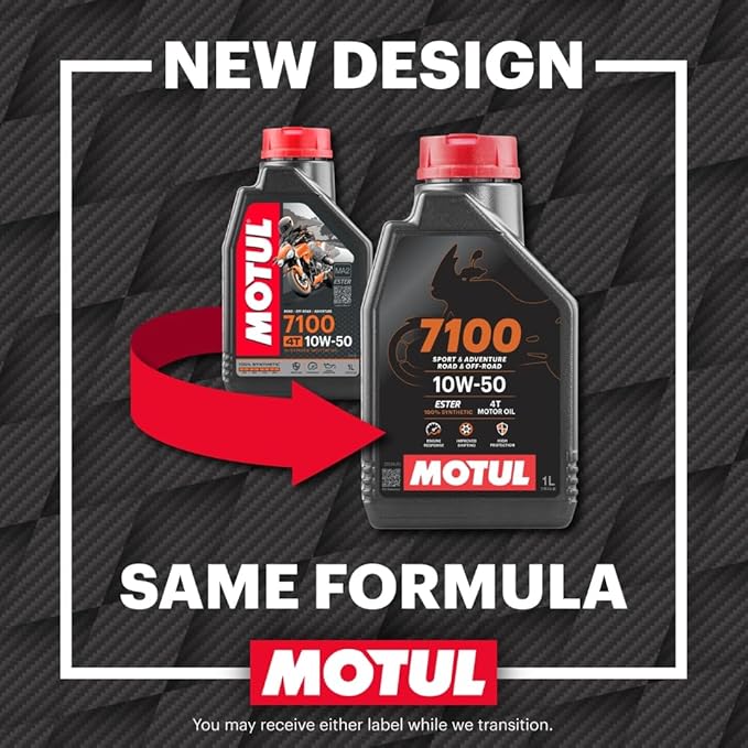 Motul 7100 10W-50 Full Synthetic Motorcycle Oil Engine Motor Lubricant 1 Liter 104097 4-Stroke JASO MA2 Road Street Off-road Adventure