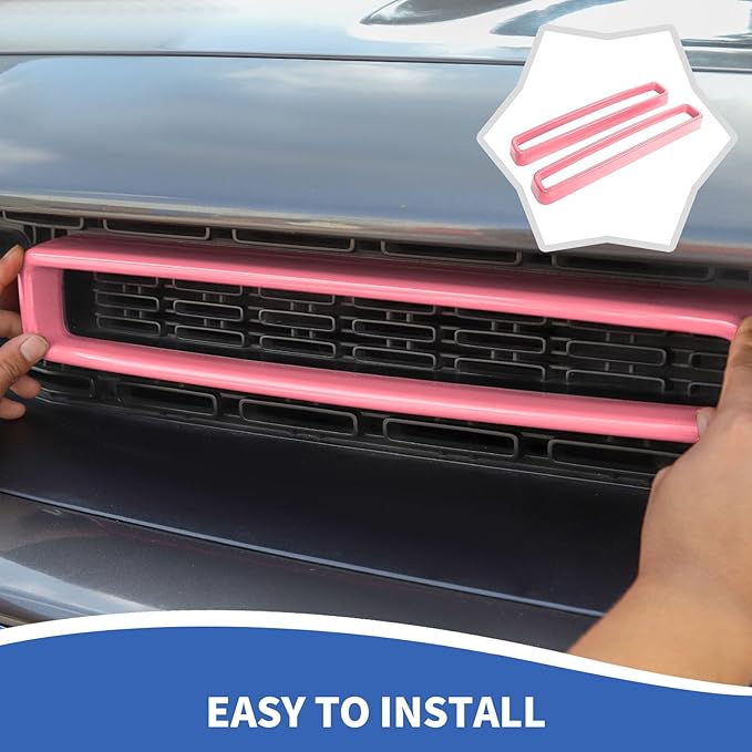 Front Grille Inserts Grill Guard Compatible with 2015-2024 Dodge Challenger Exterior Accessories, Pink
