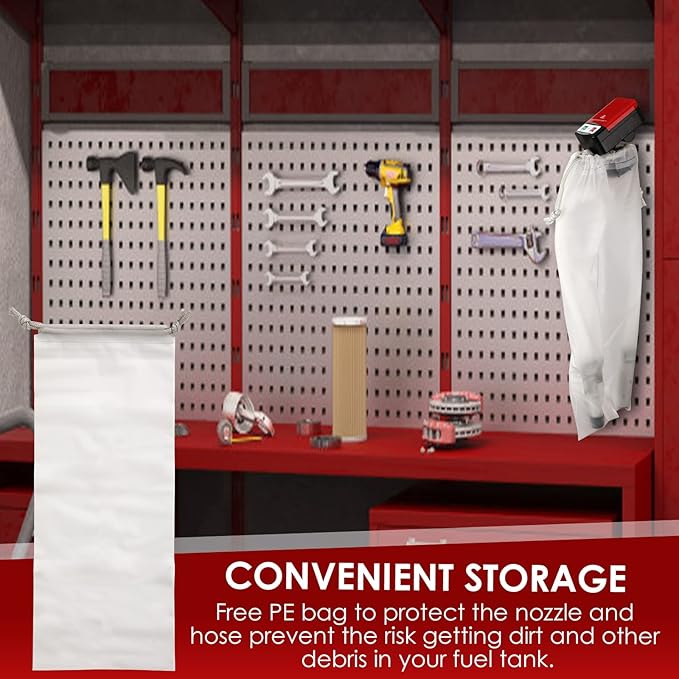 FPOWER Automatic Fuel Transfer Pump - AA Battery Powered, Gas Pump With Quick Flow Control & Stop, Extra Long Hose, Portable for Oil, Diesel, Gasoline