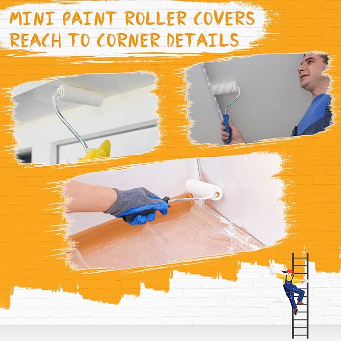80 Pcs 4 Inch Mini Paint Roller Covers Small Foam Paint Roller Foam Roller Paint High Density Foam Roller Refills Brings Fine Smooth Finishes Flat Surfaces for Painting Cabinet Wall Cupboards Doors