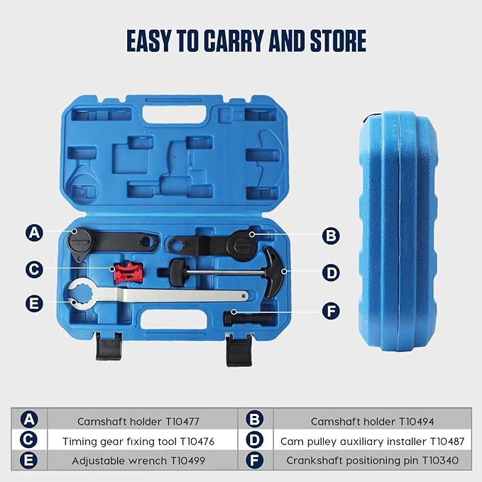 Engine Camshaft Tool Set, 6PCS Timing Belt Tool Kit for VAG EA211 1.0L 1.2L 1.4L 1.6L FSI TSI TFSI Petrol Engine Compatible with VW Audi A3 /Golf 7/New Jetta/Skoda/Santana/LaVida