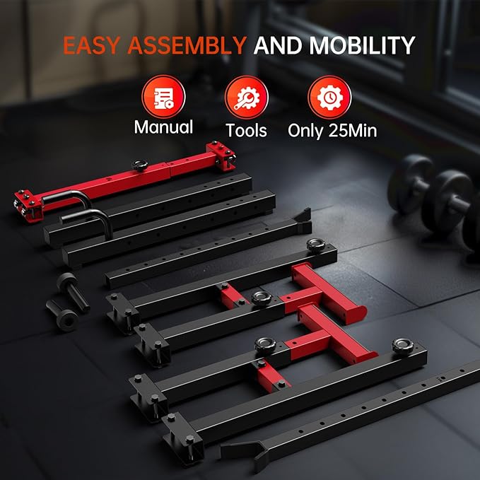 PASYOU Adjustable Squat Rack, Heavy-Duty Gym Rack Stand, Multi-Function Weight Rack Stand with Spotters, Push Up Portable Strength Training Dumbbell Rack, Max Load 550lbs