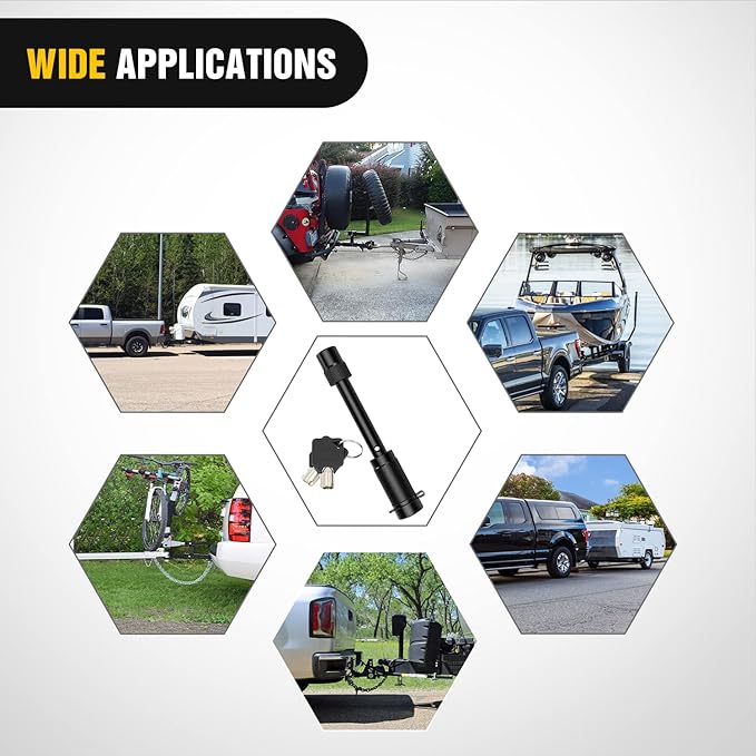 Nilight Trailer Hitch Lock Pin 5/8" Locking Receiver Hitch Pin Keyed Unique Weatherproof Anti-Theft Lockable Fits 2" 2-1/2" Receiver Extra Long 3-1/4" Span Tow Truck Boat Bike Truck