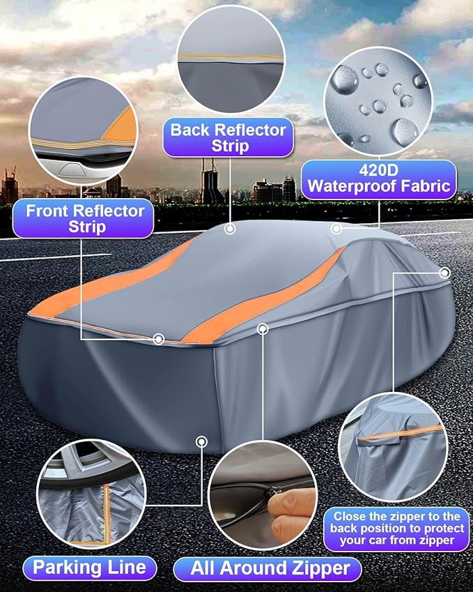 Full Enclosed Car Cover Universal Fit Tahoe/Traverse,BMW X7/XM,Audi Q6/Q7,GLS/EQS,Yukon,Lexus LX/TX,GL8,Odyssey,Sienna,Pacifica,Flex/Expedition,Durango/Grand Caravan,QX60/QX80,EM90,Carnival