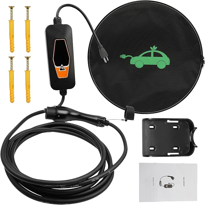 Portable EV Charger Level 1, 16Amp 120V, Electric Vehicle Charger with 16.5FT Cable, NEMA 5-15 Plug, Portable Electric Car Charger, Compatible with SAE J1772 Evs