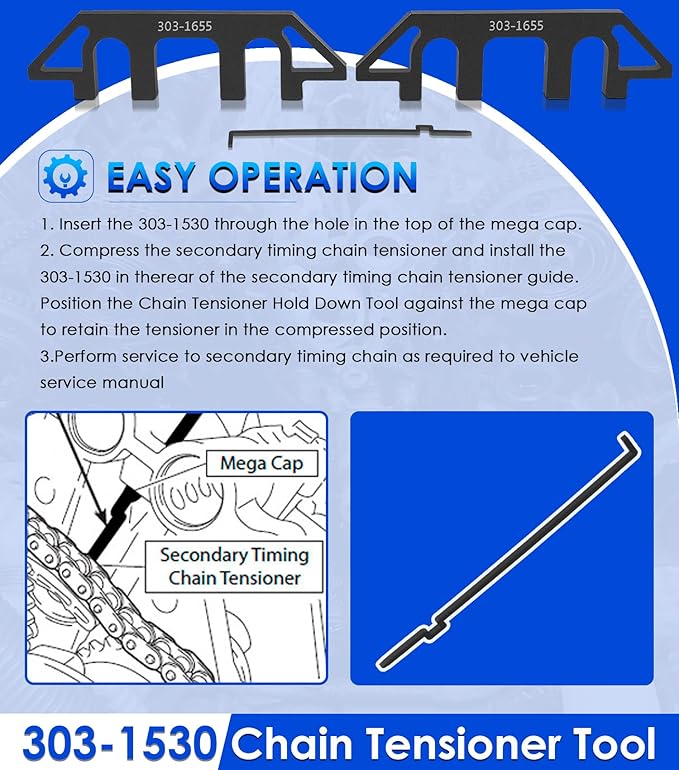 303-1655 Camshaft Holding Alignment Timing Tool for Ford 3.5L EcoBoost Upgraded GT F-150 Expedition Lincoln Navigator, with 303-1530 Chain Tensioner