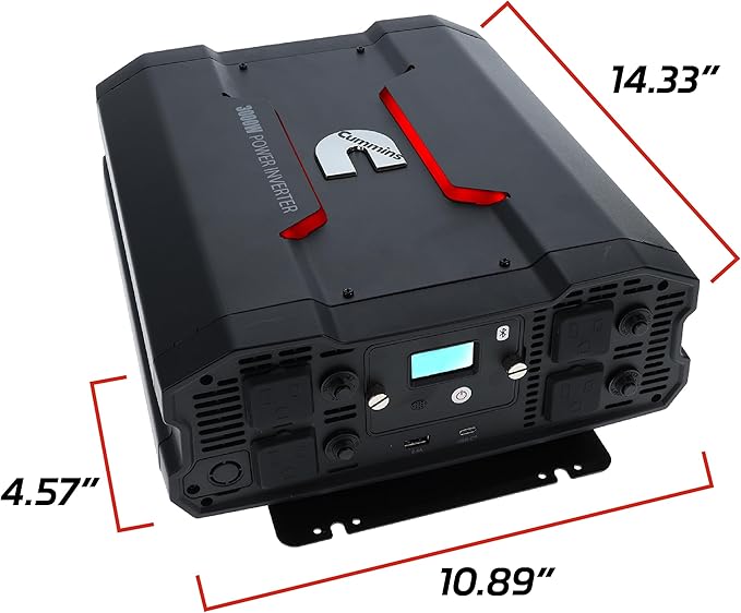 Cummins 3000 Watts Inverter Modified Sine Wave Truck Inverter 12 Volts to 110 Volts Four AC Outlets Two USB Ports (Plus Cable Kit)- CMN3000W - Inverters for Vehicles, Van Life, Camping