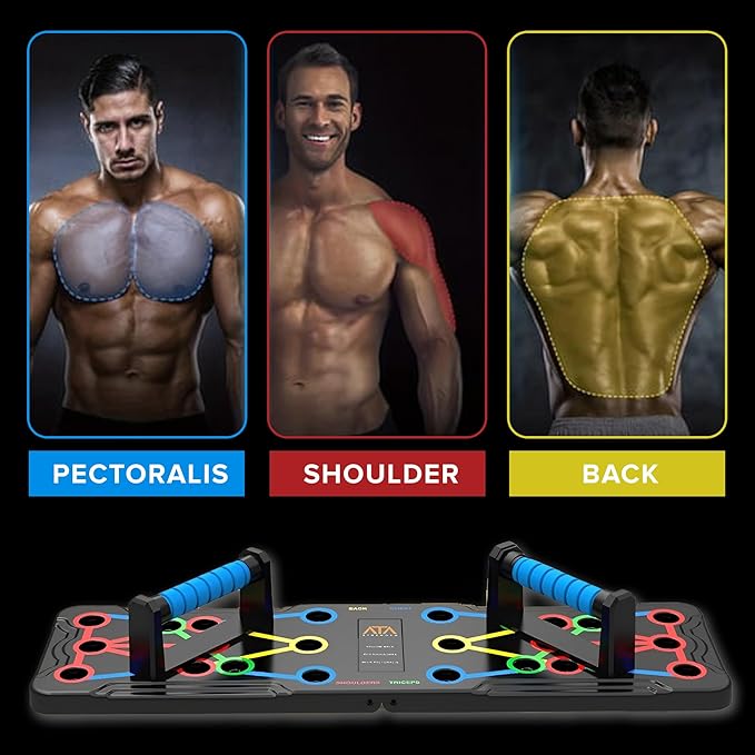 ATA-Strength Heavy-Duty 15-in-1 Foldable Push Up Board for men and women with Adjustable Grip Strengthener, skipping Rope, and 3 Resistance Bands Comprehensive Home Workout System for Targeted Muscle Training and Enhanced Grip Strength