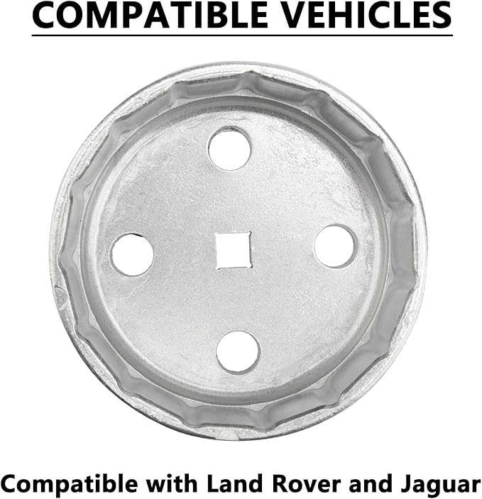 Heavy Duty 90.2mm 15Flutes Oil Filter Wrench Compatible with Land Rover and Jaguar - Fits 3.0L & 5.0L Gas Engines