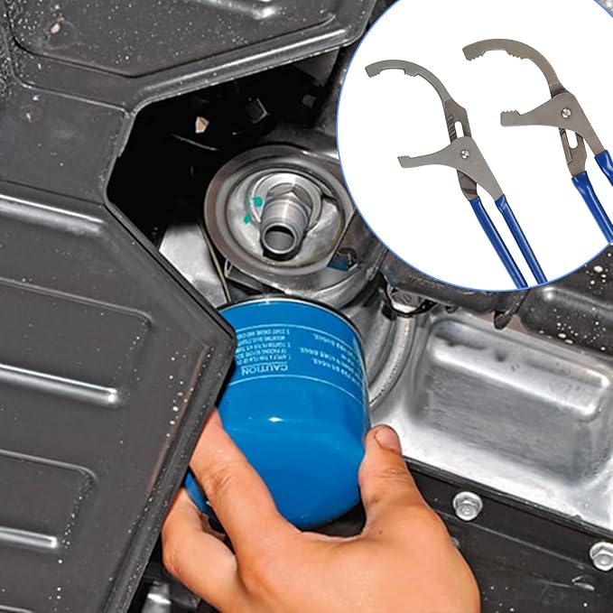 Oil Filter Wrenches, 2 Pack Adjustable Oil Filter Pliers, Automotive Oil Filter Removal Tools for Engine Filters, Cars, and Trucks(9 & 12 Inch)