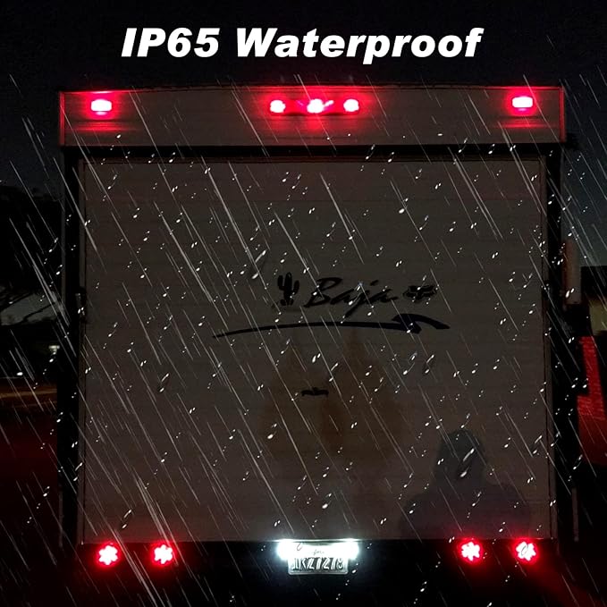 10Pcs 4 Inch Round Led Trailer Tail Lights Red 12 LED Waterproof 4" Round LED Stop Turn Tail Brake Light Marker Trailer Truck RV Lights Sealed Grommet Flush Mount w/3 Prong Wire Pigtails
