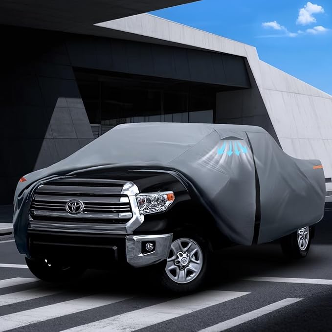 Nissan Titan Truck Cover Custom Fit 2015-2025 Crew Cab Short Bed(5.5'-5.6') with Door Zipper, 10 Layer Outdoor Pickup Truck Cover Waterproof All Weather, Car Tarp for Wind Dust Sun Protection.