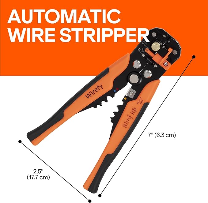 Wirefy Automatic Wire Stripper Tool | Self-Adjusting 3-in-1 Wire Stripper, Cutter & Crimper for 24-10 AWG / 0.2-6 mm² | Ergonomic Professional Electrical Tool