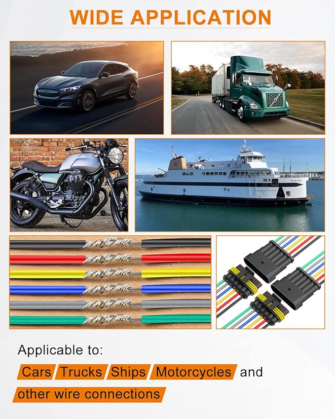 NAOEVO 5 Pin Connector Waterproof,16 AWG 5 Wire Connectors, Automotive Electrical Connectors Male And Female Way With Heat Shrink Tubing For Car Truck Boat Wire Connection, 6 Kits