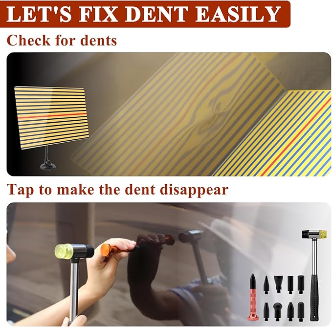 VEXTRO Car Dent Puller Kit, Dent Remover Tool for Car Dent Repair with High Adhesive Puller Tabs & Glue Sticks,100W Hot Glue Gun,Dent Refector Board, Suction Cups, Paintless Dent Removal Kit for Auto
