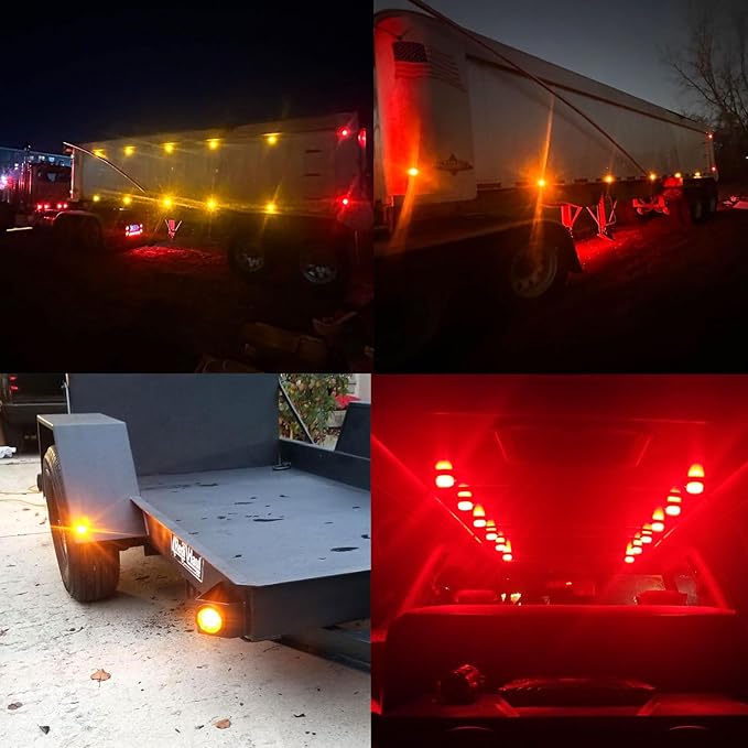 16Pcs 2" Inch Round Amber LED Trailer Side Marker Lights 4 LED, 2" Round Led Trailer Clearance Marker Lights with Grommets Wire Pigtail for Truck RV Flush Mount Waterproof Sealed