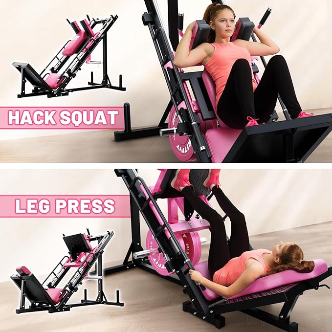 RitFit Leg Press Hack Squat Machine, Professional Adjustable Leg Press Machine for Home Gym with Linear Bearing, Specialty Hack Squat Machine for Full Lower Body Workout with Weight Storage Posts