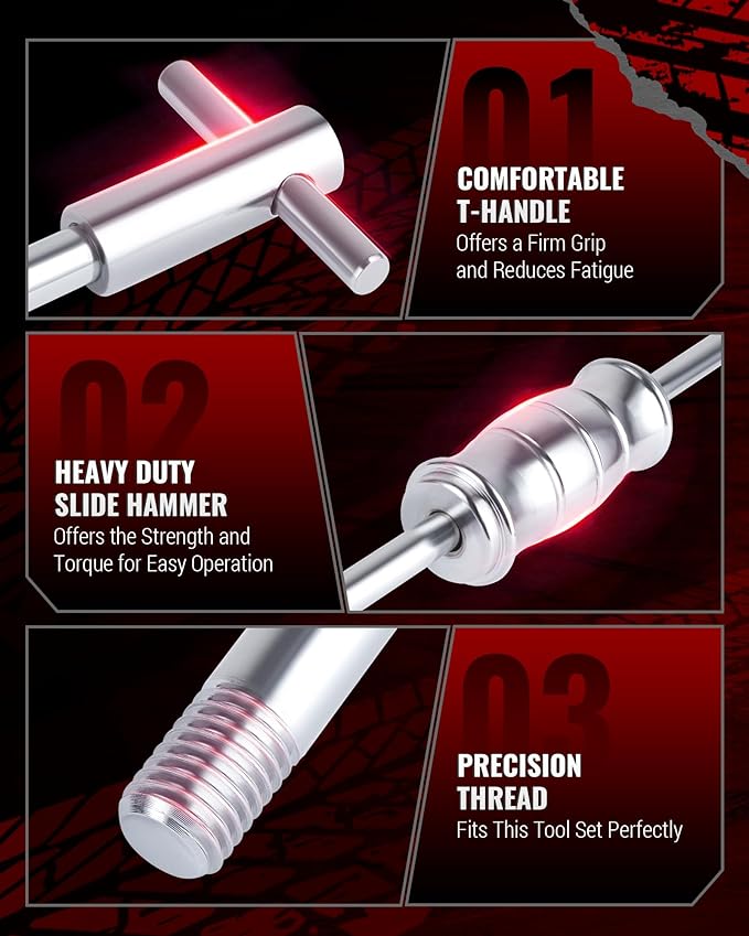 Blind Hole Collet Bearing Puller Set, Motorcycle Wheel Bearing Puller Set with Expandable Collets 8-32mm, Slide Hammer Bearing Puller Set for Removing Motorcycle Bearings