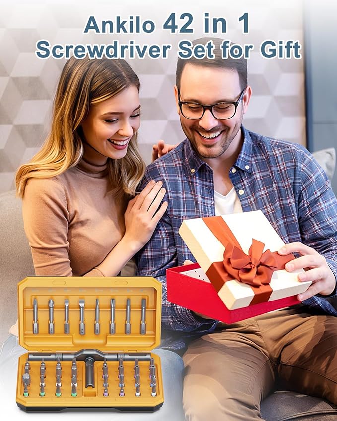 Upgraded 42 in 1 Magnetic Screwdriver Set, Ankilo DIY Ratchet Screwdriver Set, Multi Bit Magnetic Drive with 40 PCS Magnetic Bits, Portable Repair Tool Kit for Home, Bike Repairs for Christmas Gifts