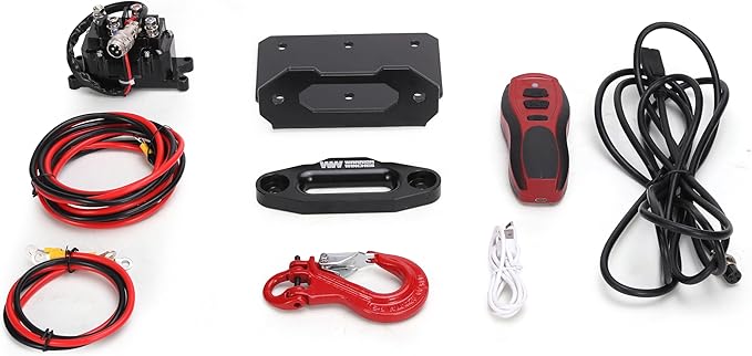 Warrior Winches - Titan 2,500lb Synthetic Rope Electric Winch – 12V, 3.4HP Motor, 166:1 Planetary Gear, Wired/Wireless Remote, Manual Clutch, Spring Brake, ATV/UTV Winch