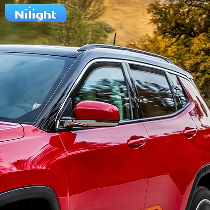 Nilight Vent Window Visors for Jeep Compass 2017 2018 2019 2020 2021 2022 2023 2024, in-Channel Rain Guards, Original Window Deflectors-4PCS