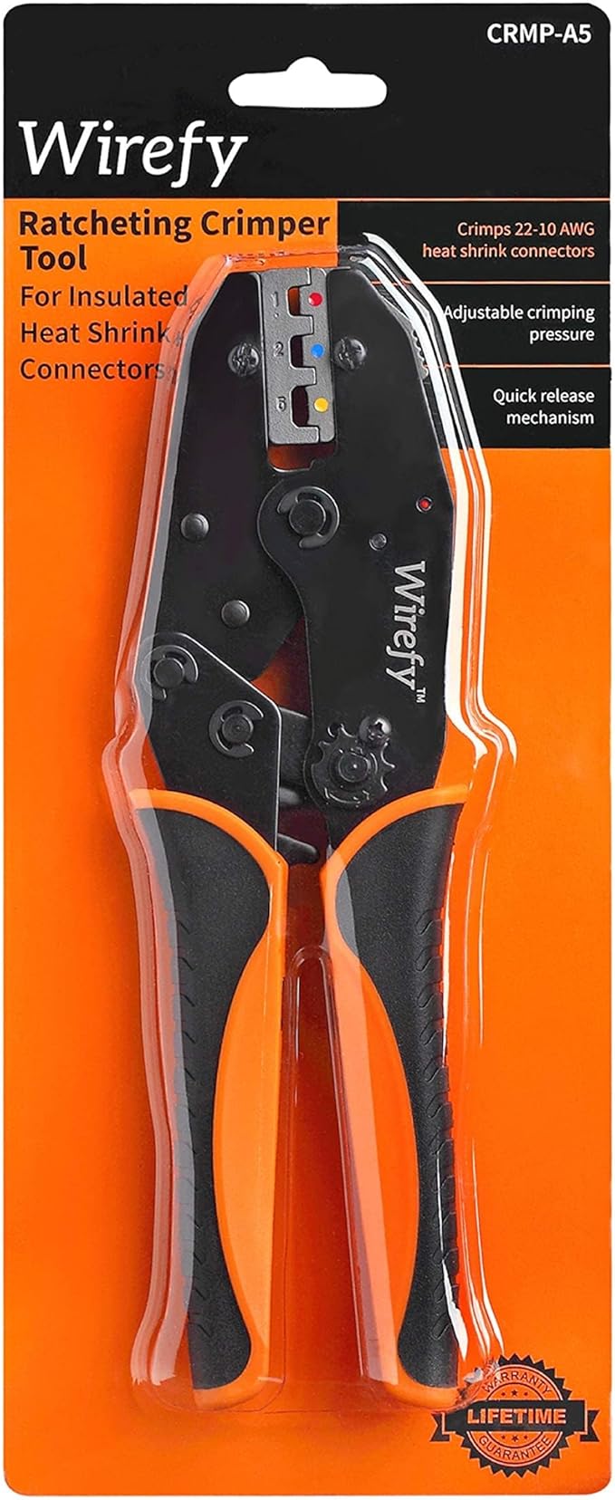 Wirefy Wire Crimping Tool for Heat Shrink 22-10 AWG | Ratcheting Wire Crimper Tool | Terminal Crimp Connectors Pliers | Connectors Crimp for Electrical Robust Terminal Connections