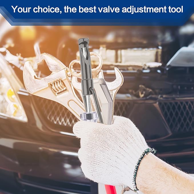 Valve Adjustment Tool for 10mm Jam Nut,with Angled Feeler Gauge, Slotted Valve Adjusting Stud,Valve Lash Adjustment Tool for Honda,Toyota,Nissan and Other Japanese Car Engines/Black Version