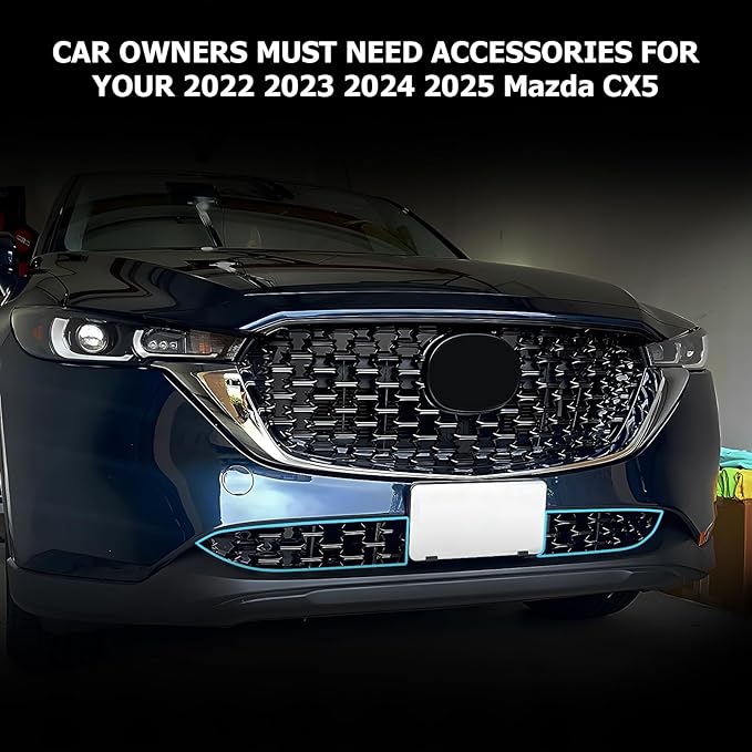 LUWU Front Grill Mesh Compatible With 2022 2023 2024 2025 Mazda CX-5 Front Mesh Grill Inserts Trims Front Mesh Grille Cover Guard for 2024 2025 Mazda CX5 Car Exterior Accessories ABS Material, 2PCS
