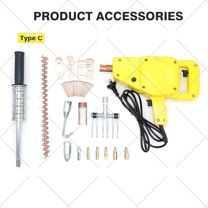 Body Repair Dent Removal Tools, 2000W Spot Welder Stud, Stud Welder Kit Stud Gun Dent Puller Kit Dent Welder Repair for Auto Body Repairing C