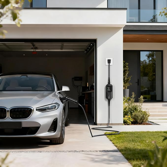 MEGEAR Skysword Ⅱ Level 1-2 EV Charger, 100-240V 16A 23FT Portable EVSE, NEMA 6-20 Plug with NEMA 5-15 Adapter Electric Vehicle Charging Station