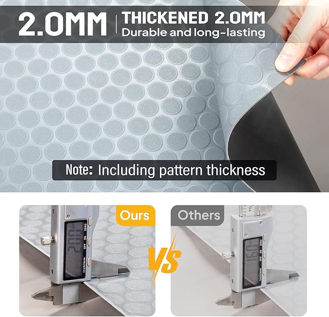 TUFFIOM 7.5x17 FT Garage Floor Mat, Coin Plate Sheet PVC Roll for Under Car Parking Protect, RV Trailer Flooring, Water/Stain Resistant Floor Runner