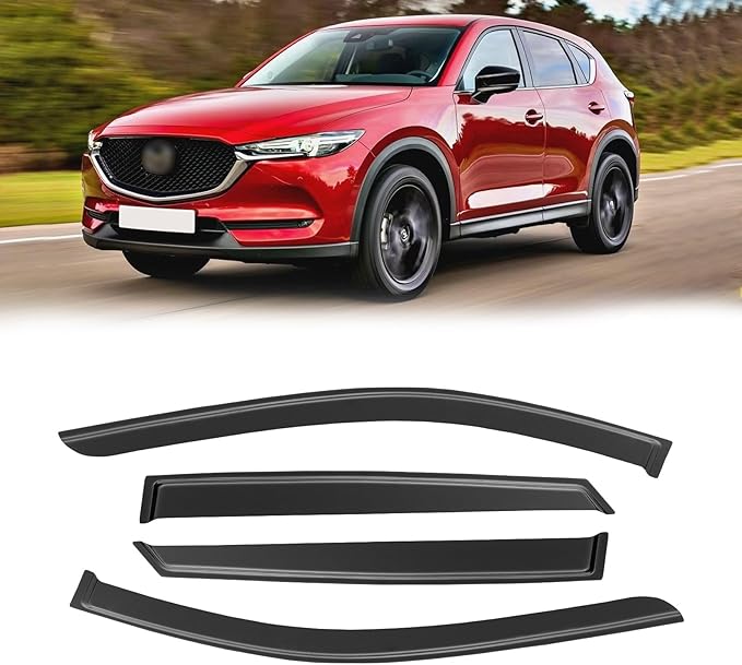 Window Rain Guards for Mazda CX-5 CX5 2017-2025, Window Visor Guard Vent Wind Shade Deflector Rain Shield Protector Sun Visor 2018 2019 2020 2021 2022 2023,Tape-on/Outside-Mount, 4 Pieces