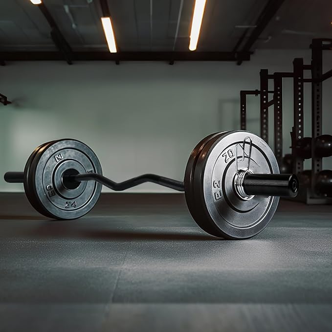 Olympic EZ Curl Barbell Bar, 47” Strength Training EZ Bar for Weight Lifting,Hip Thrusts,Biceps, triceps, Back/Leg Muscle Exercise,Chrome Curling Bar for 2 Inch Weight Plates,with 2 Spring Collars(500LBS)