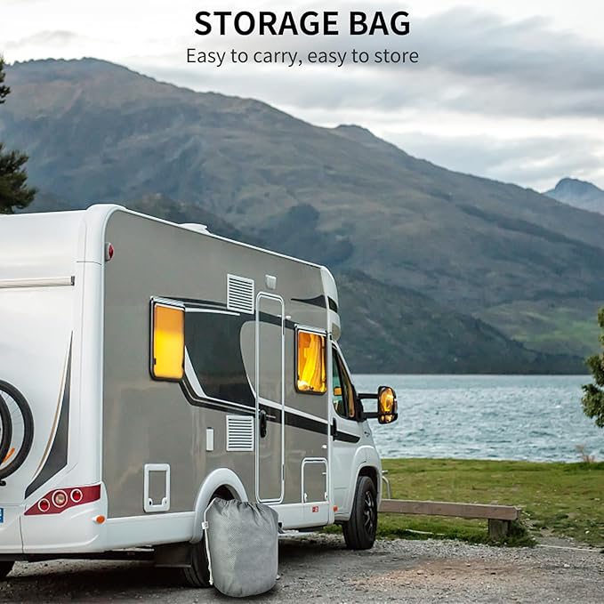 Travel Trailer RV Cover - Upgraded Anti-UV Winter Camper Fits 24-27 ft, Utility 5 Layers Heavy Duty with Tongue Jack Cover, Extra Windproof Straps