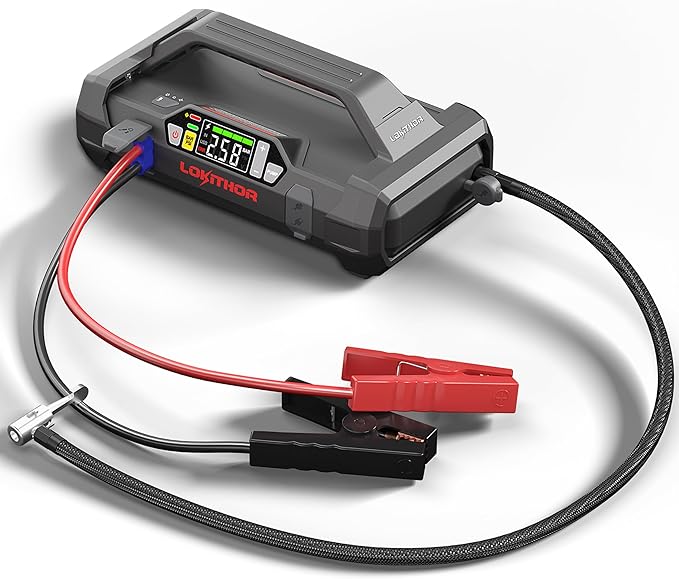 LOKITHOR JA400 1750A 12V Jump Starter with Air Compressor, 60W Two-Way Fast Charing, Lithium Car Battery Starter with 150PSI Digital Tire Inflator, Booster Pack for 7.5L Gas or 5.5L Diesel Engines