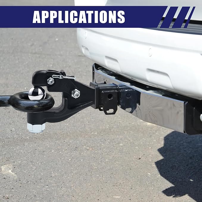 Jextra Pintle Hitch 15 ton with 2 Inch Hitch Ball Suitable for 2 Inch Pintle Hitch Receiver and Hitch Receiver Pin Lock Black Powder Coat 33000LB