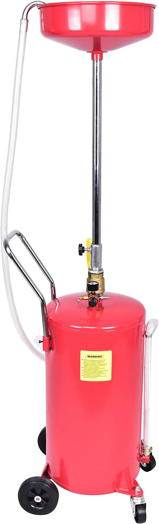 Aain Portable Oil Drain Container,20 Gallon Waste Oil Drain Tank,Air Operated Drainer for Oil Change,Portable Fluid Drain Disposal with Adjustable Height,Heavy Duty Construction with Wheels