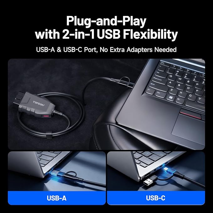 TOPDON RLink X3 OBD2 Adapter for GM/Ford/Chrysler, J2534 Pass-Thru Programmer, OBD USB FORScan Adapter, OEM Programming and Diagnostic Tool, Fit for 8+ OE Software, Supports J2534/CAN-FD, Auto Switch