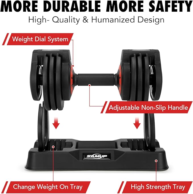 25/55 lbs Pair Adjustable Dumbbells Set, Dumbbells with Anti-Slip Metal Handle for Exercise & Fitness Fast Adjust Weight for Full Body Workout Fitness